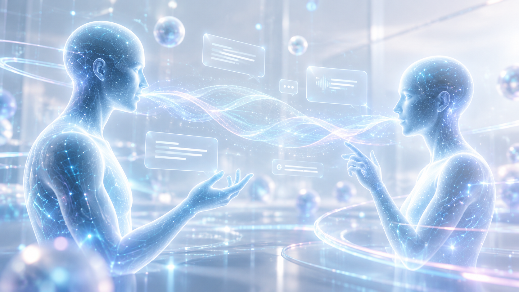 Dos agentes de inteligencia artificial intercambian información y conectan conversaciones